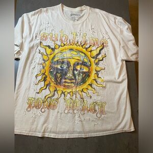 Sublime Long Beach Sun T Shirt One Size Distress Holes -T Shirt Dress